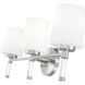 Henri 3 Light 24 inch Brushed Nickel Bathroom Vanity Wall Light