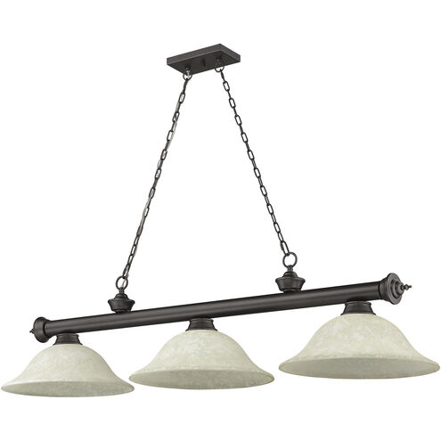 Cordon 3 Light 58 inch Bronze Billiard Ceiling Light in Golden Mottle Glass