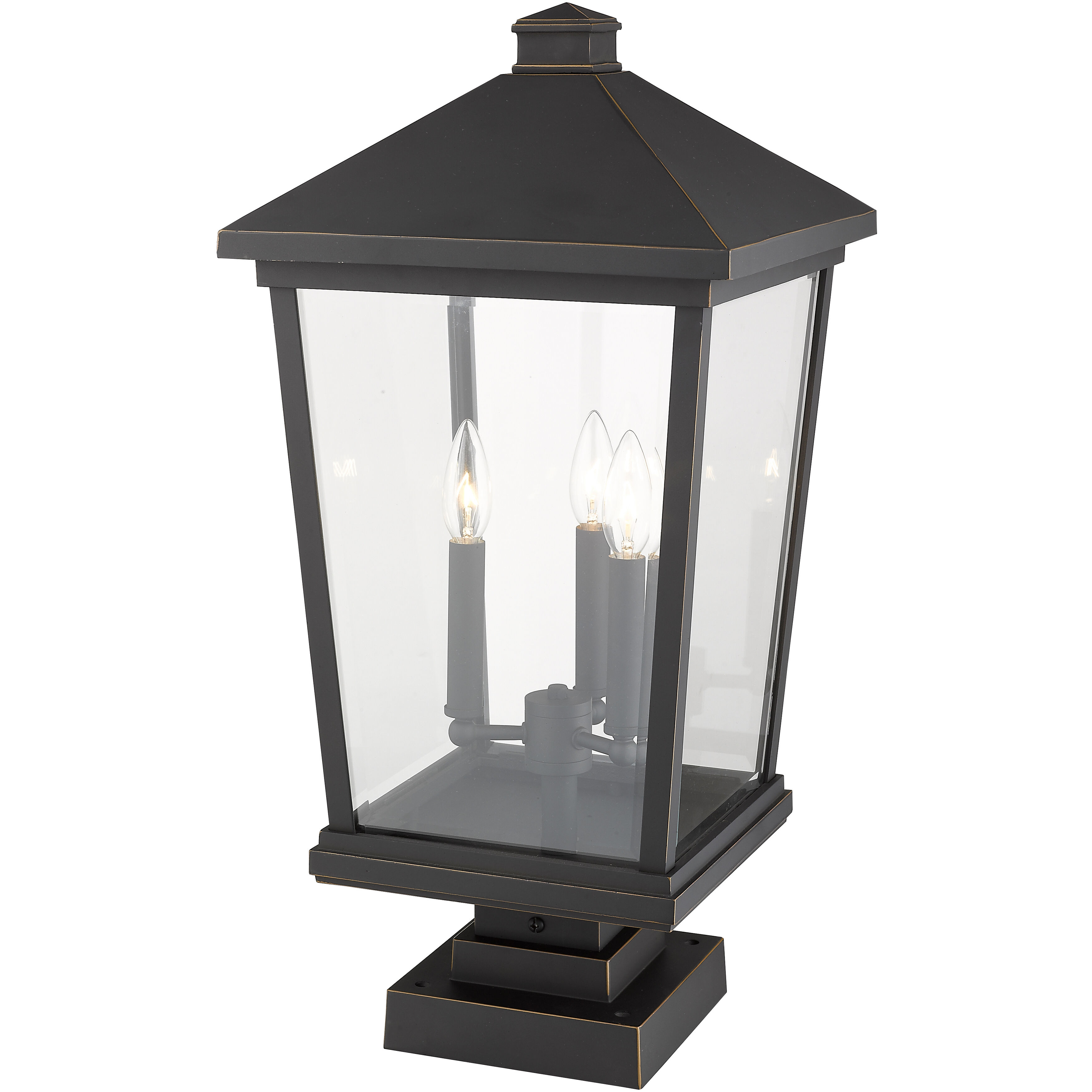 Beacon 3 Light 24.75 inch Oil Rubbed Bronze Outdoor Pier Mounted Fixture in 15.5