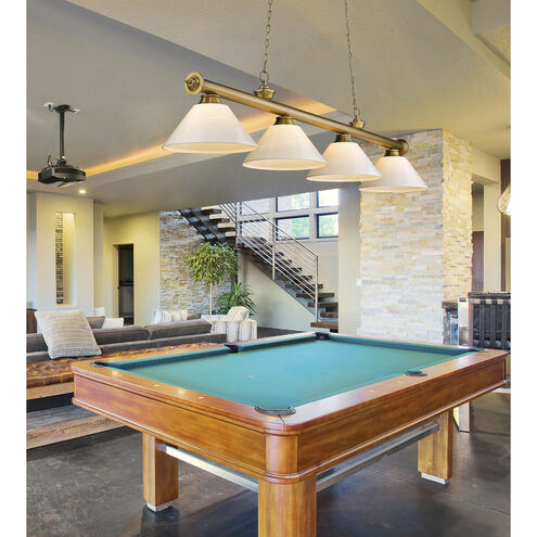 Cordon 4 Light 81.25 inch Rubbed Brass Billiard Ceiling Light in White Plastic