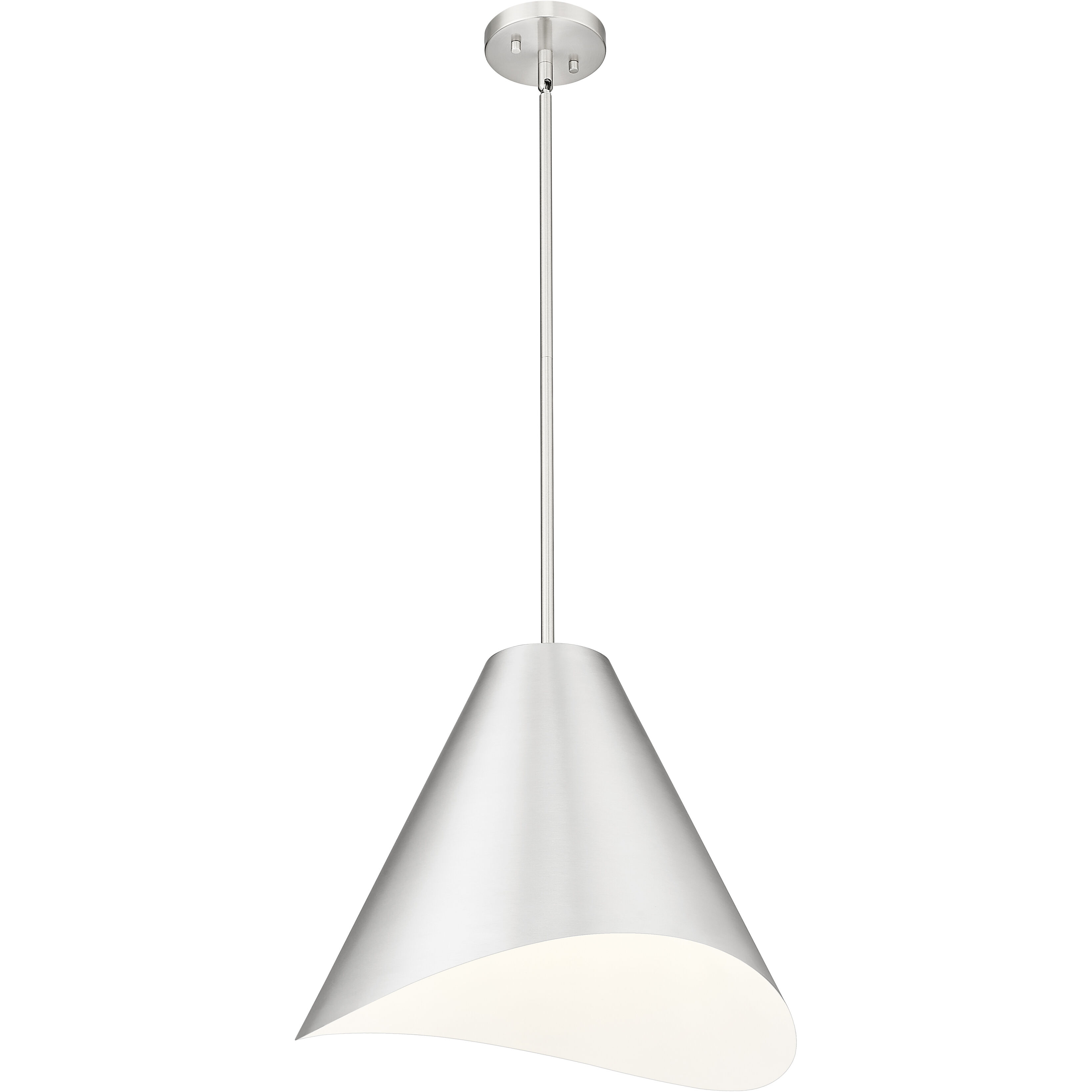 Aria 1 Light 18 inch Brushed Nickel Pendant Ceiling Light in Brushed Nickel & Inner White