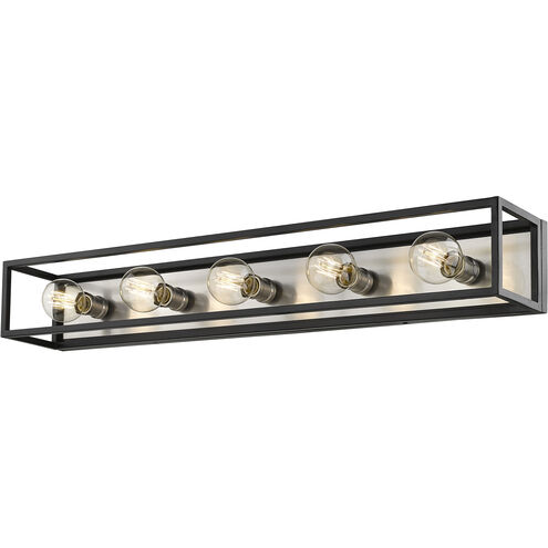Kube 5 Light 39.5 inch Matte Black and Brushed Nickel Vanity Wall Light