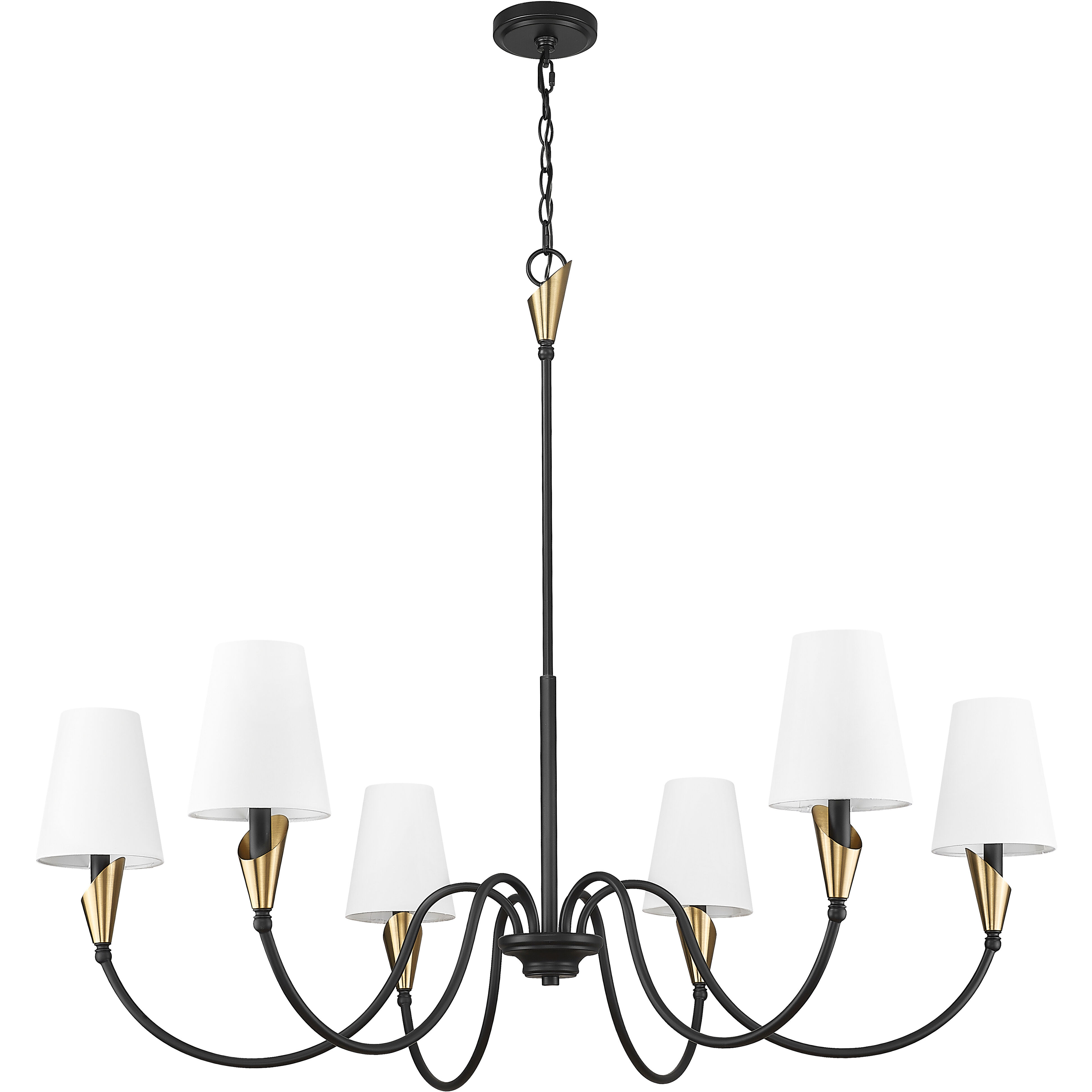 Claudelle 6 Light 46 inch Matte Black and Modern Gold Chandelier Ceiling Light