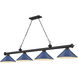 Cordon 4 Light 81.75 inch Matte Black Billiard Ceiling Light in Navy Blue Steel