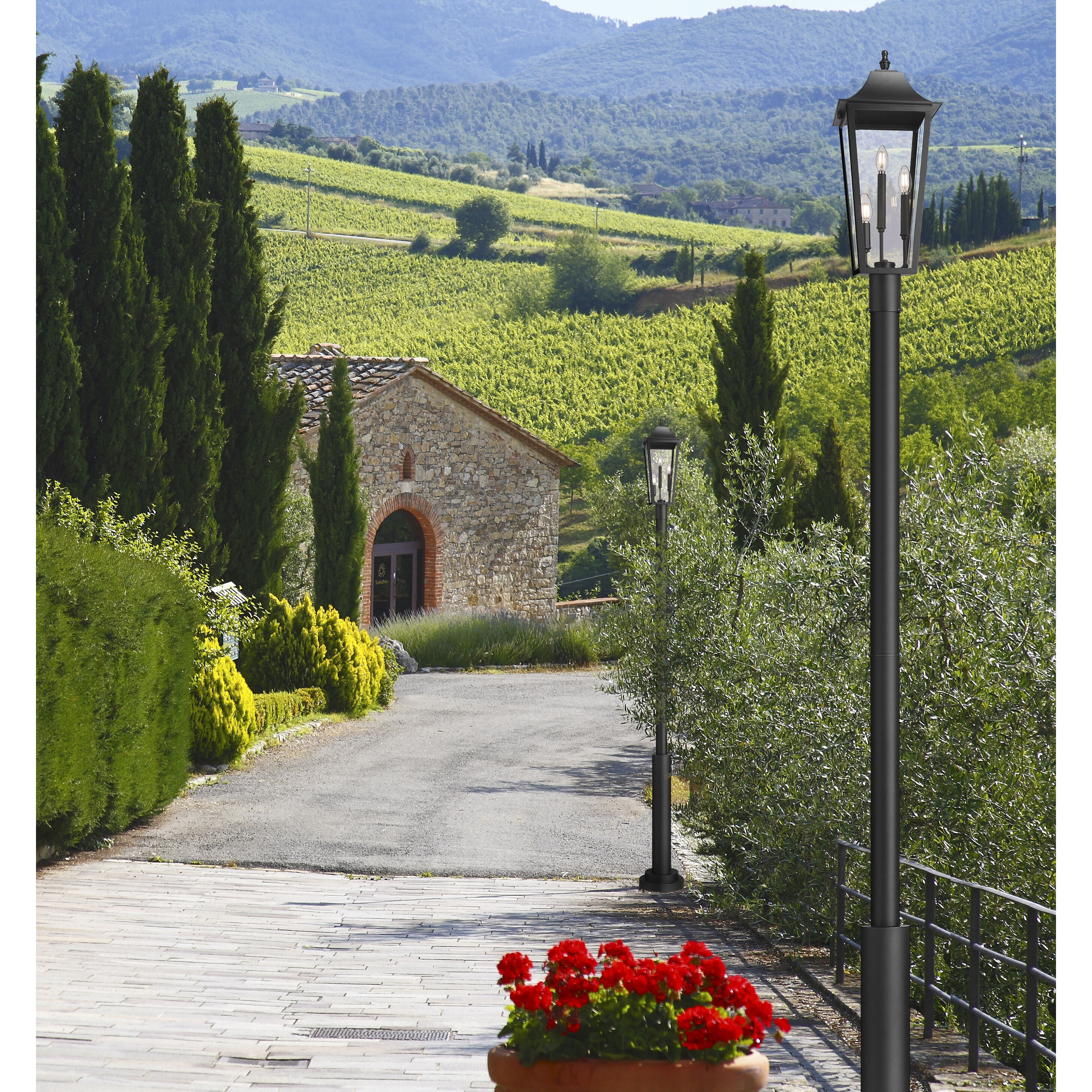 Gannon 3 Light 121.5 inch Black Outdoor Post Mounted Fixture in G9