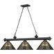 Cordon 3 Light 57.25 inch Matte Black Billiard Ceiling Light in Smoke Acrylic
