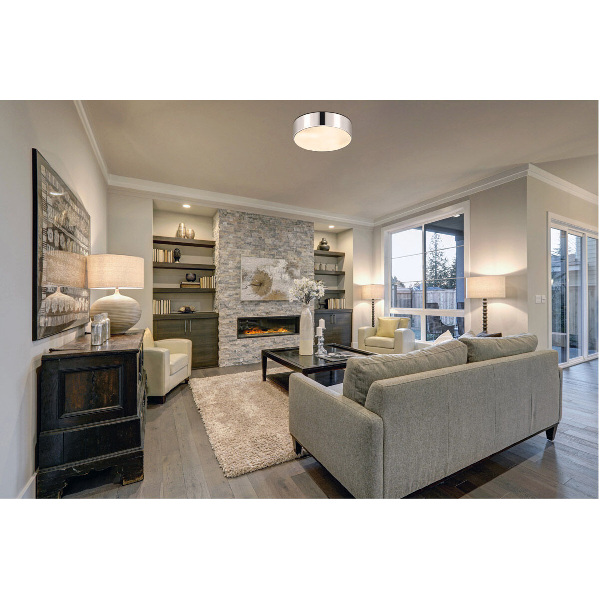 Harley 4 Light 20 inch Chrome Flush Mount Ceiling Light