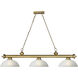 Cordon 3 Light 57.25 inch Rubbed Brass Billiard Ceiling Light in White Linen Glass