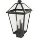 Talbot 3 Light 18.5 inch Black Outdoor Post Mount Fixture in Clear Beveled Glass