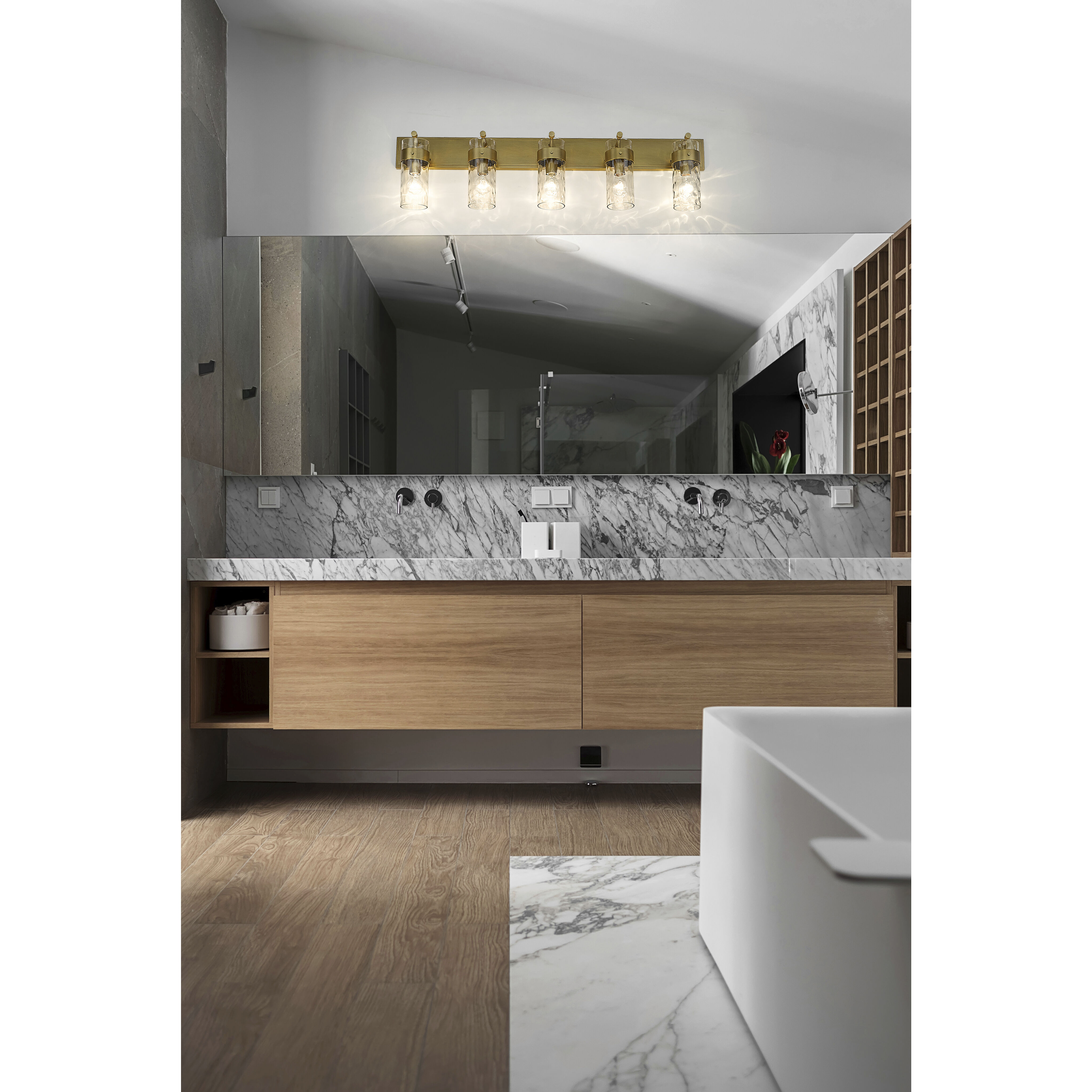 Fontaine 5 Light 44 inch Rubbed Brass Vanity Wall Light in Rubbed Bronze