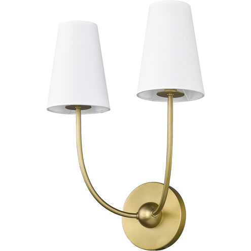 Shannon 2 Light 12.75 inch Rubbed Brass Wall Sconce Wall Light