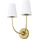 Shannon 2 Light 12.75 inch Rubbed Brass Wall Sconce Wall Light