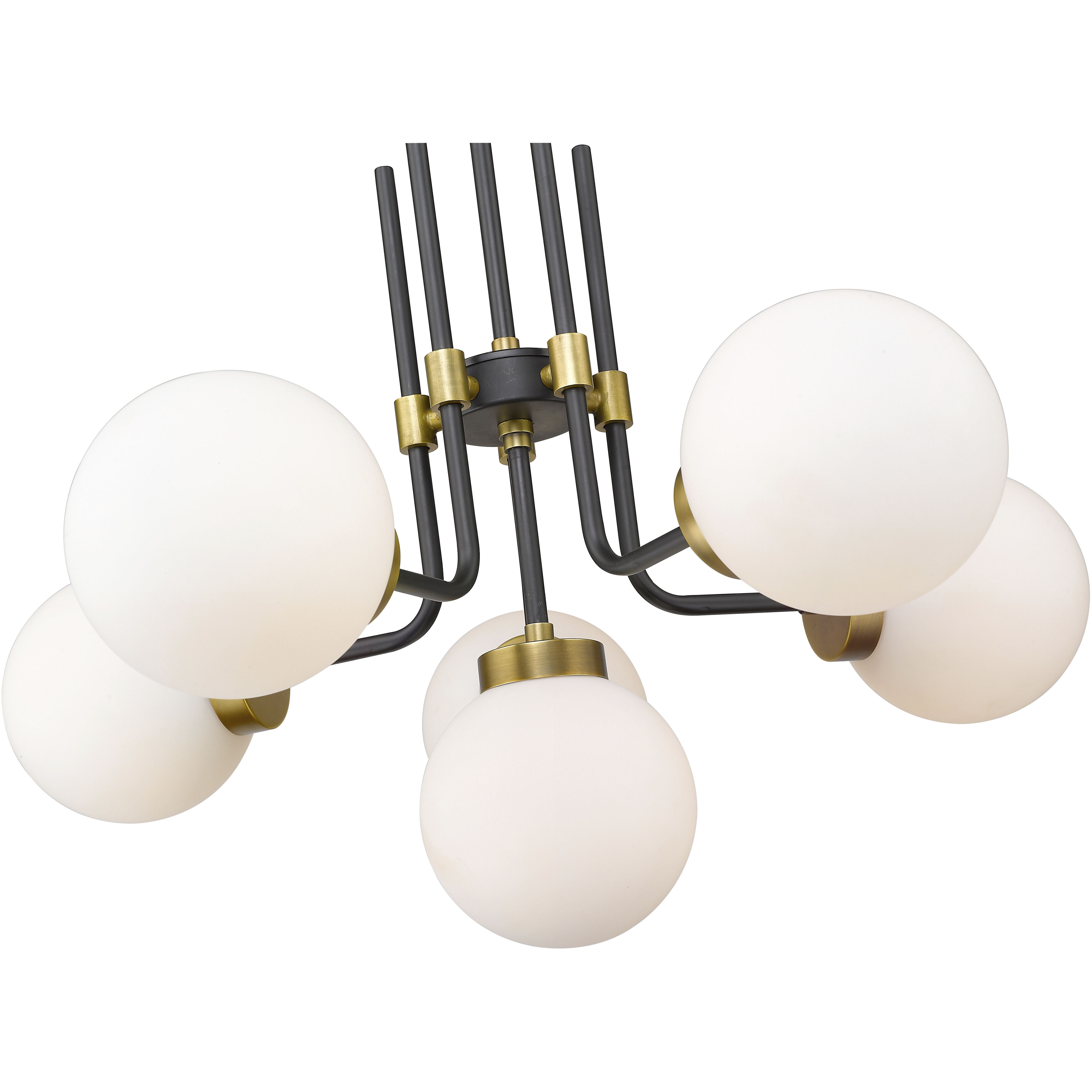 Parsons 6 Light 27 inch Matte Black and Olde Brass Chandelier Ceiling Light