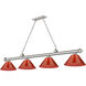 Cordon 4 Light 81.25 inch Brushed Nickel Billiard Ceiling Light in Red Plastic