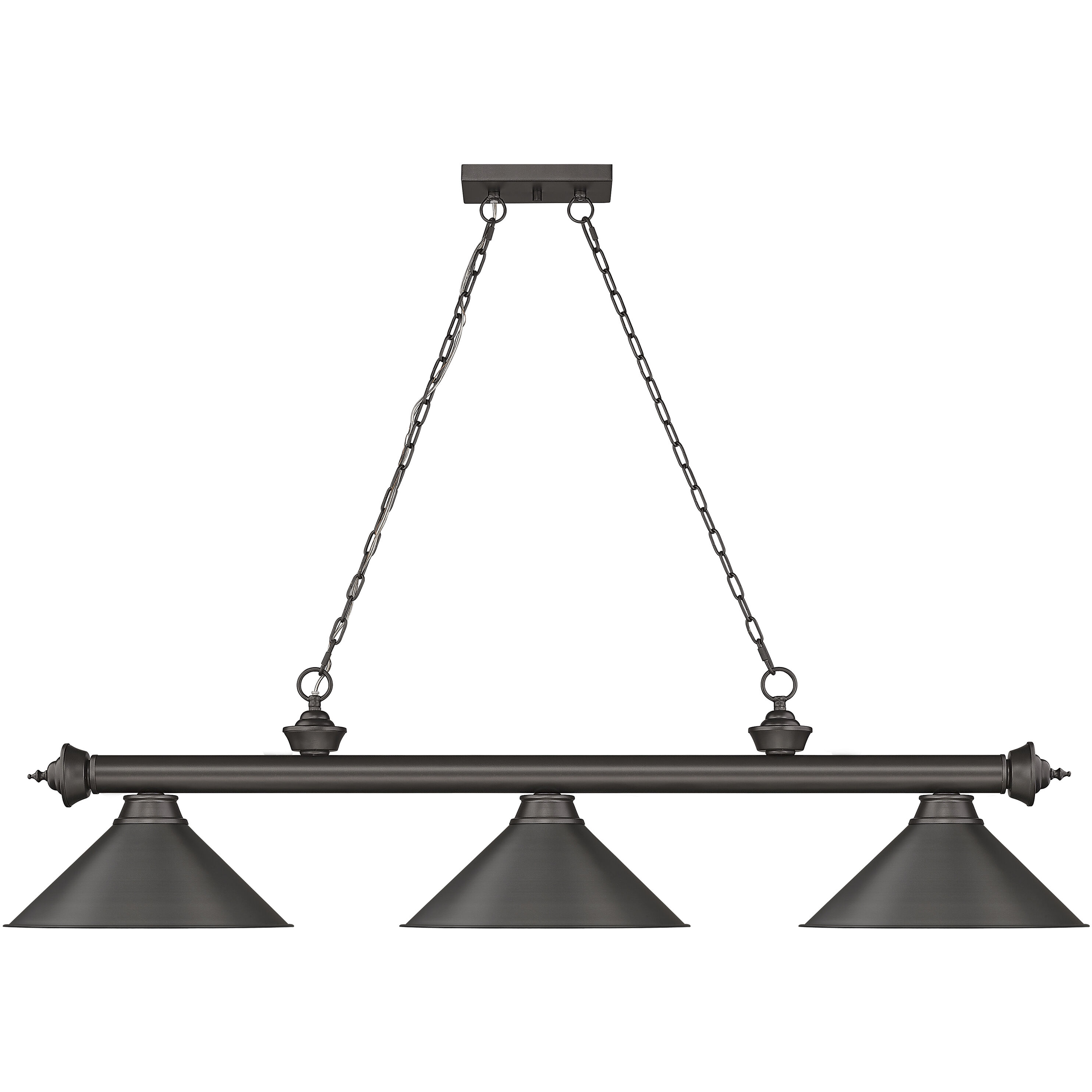 Cordon 3 Light 57.25 inch Bronze Billiard Ceiling Light in Bronze Steel