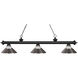 Riviera 3 Light 57.25 inch Matte Black Billiard Light Ceiling Light in 14.15, Clear Ribbed and Brushed Nickel Glass and Steel