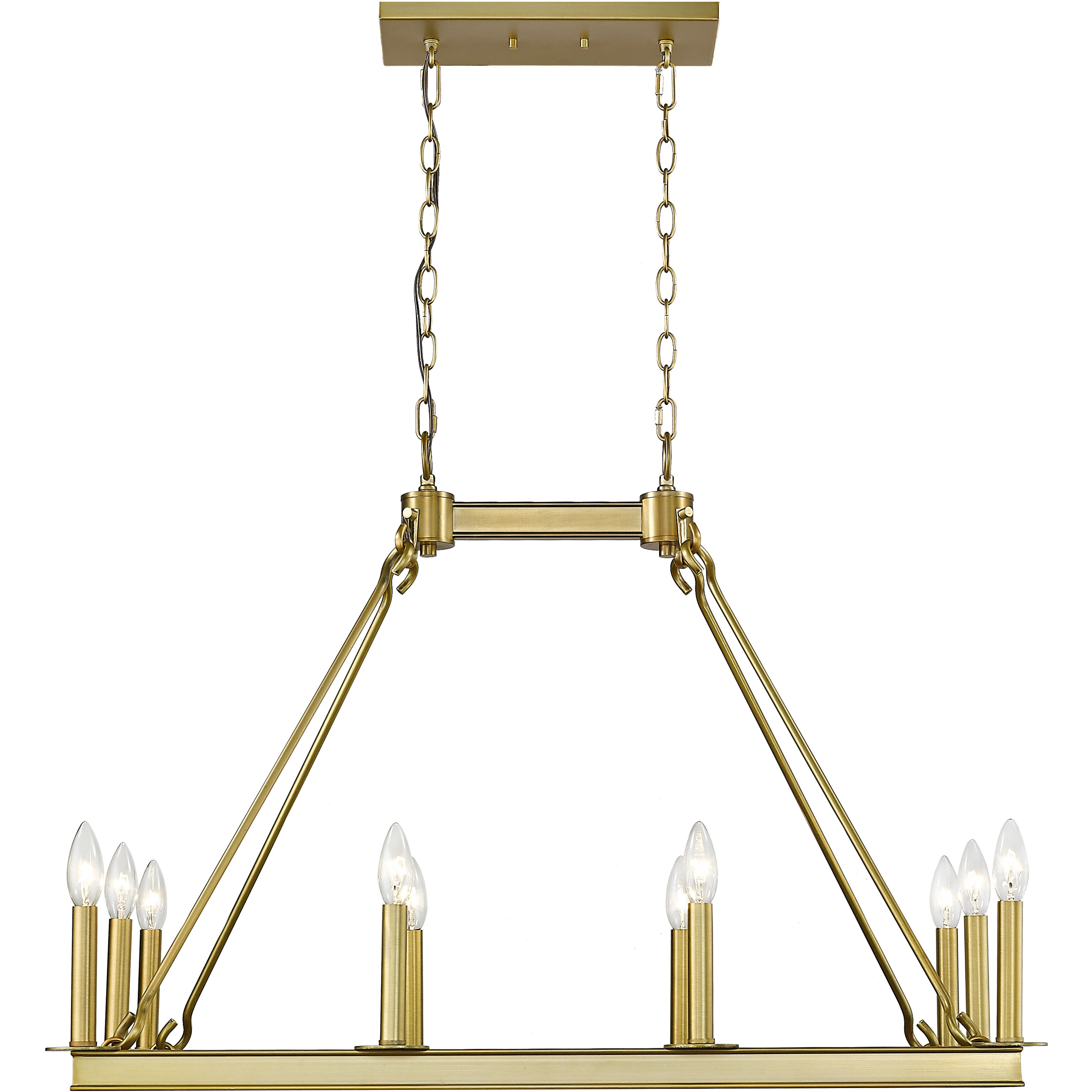 Barclay 10 Light 34 inch Olde Brass Linear Chandelier Ceiling Light