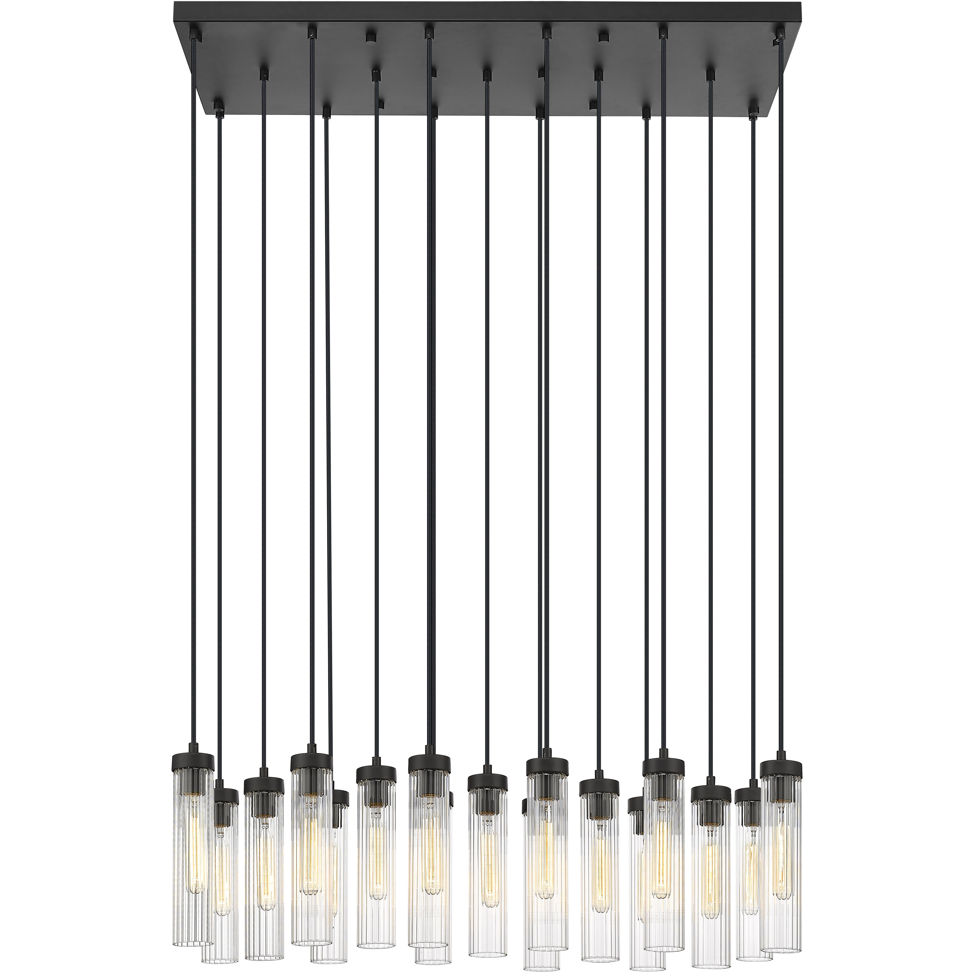 Beau 17 Light 42 inch Matte Black Linear Chandelier Ceiling Light