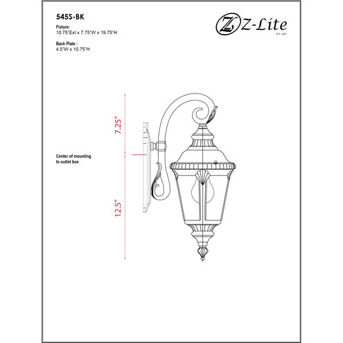 Medow 1 Light 19.63 inch Black Outdoor Wall Light