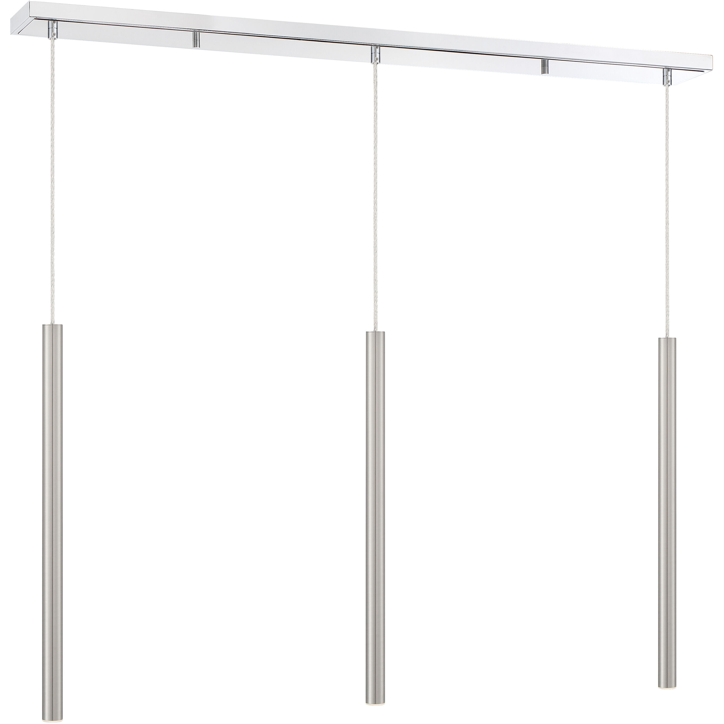 Forest LED 46 inch Chrome Linear Chandelier Ceiling Light in Brushed Nickel Steel, 3, 20