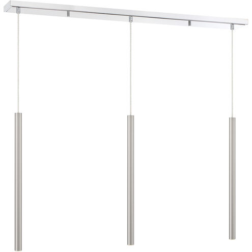 Forest LED 46 inch Chrome Linear Chandelier Ceiling Light in Brushed Nickel Steel, 3, 20