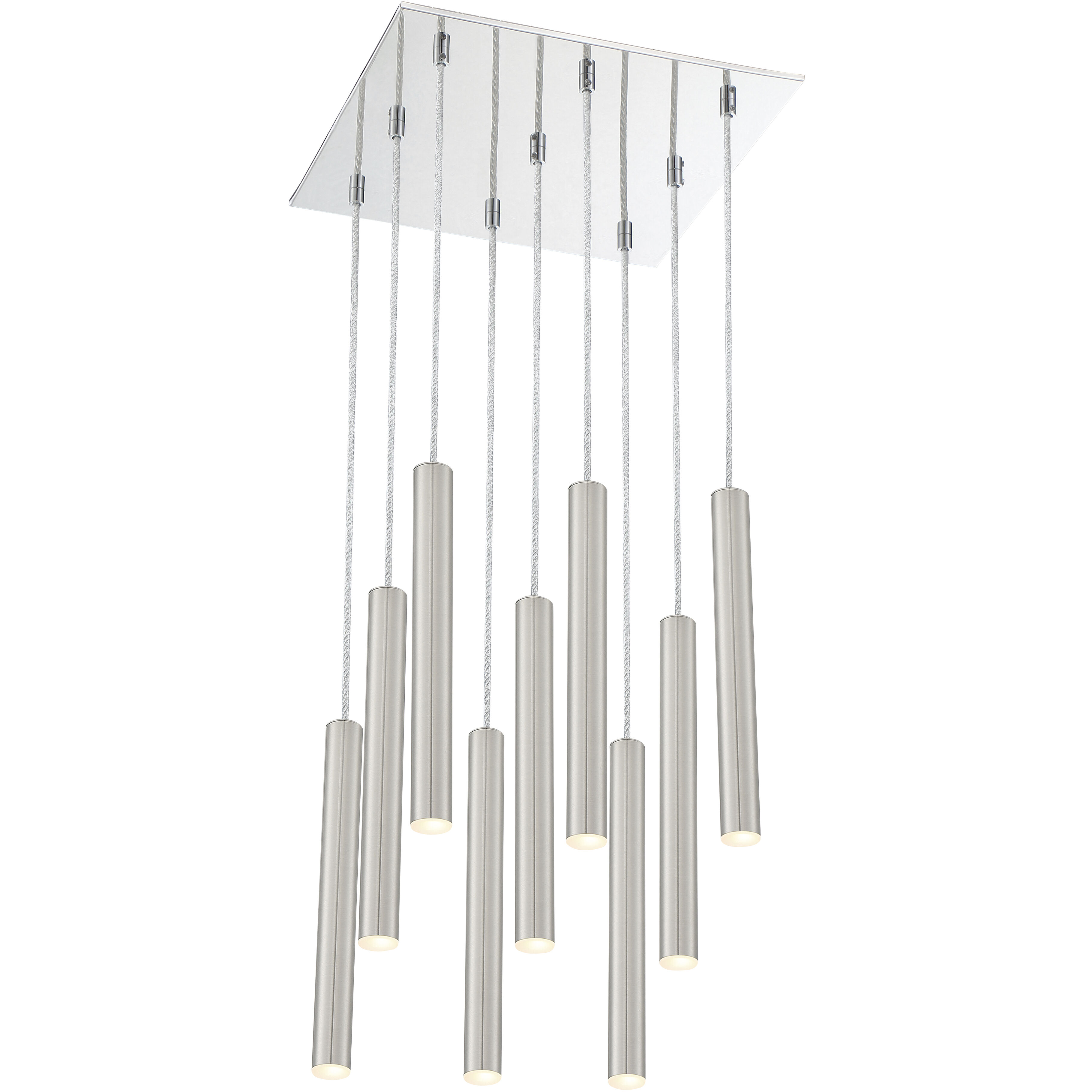 Forest LED 14 inch Chrome Chandelier Ceiling Light in Brushed Nickel Steel