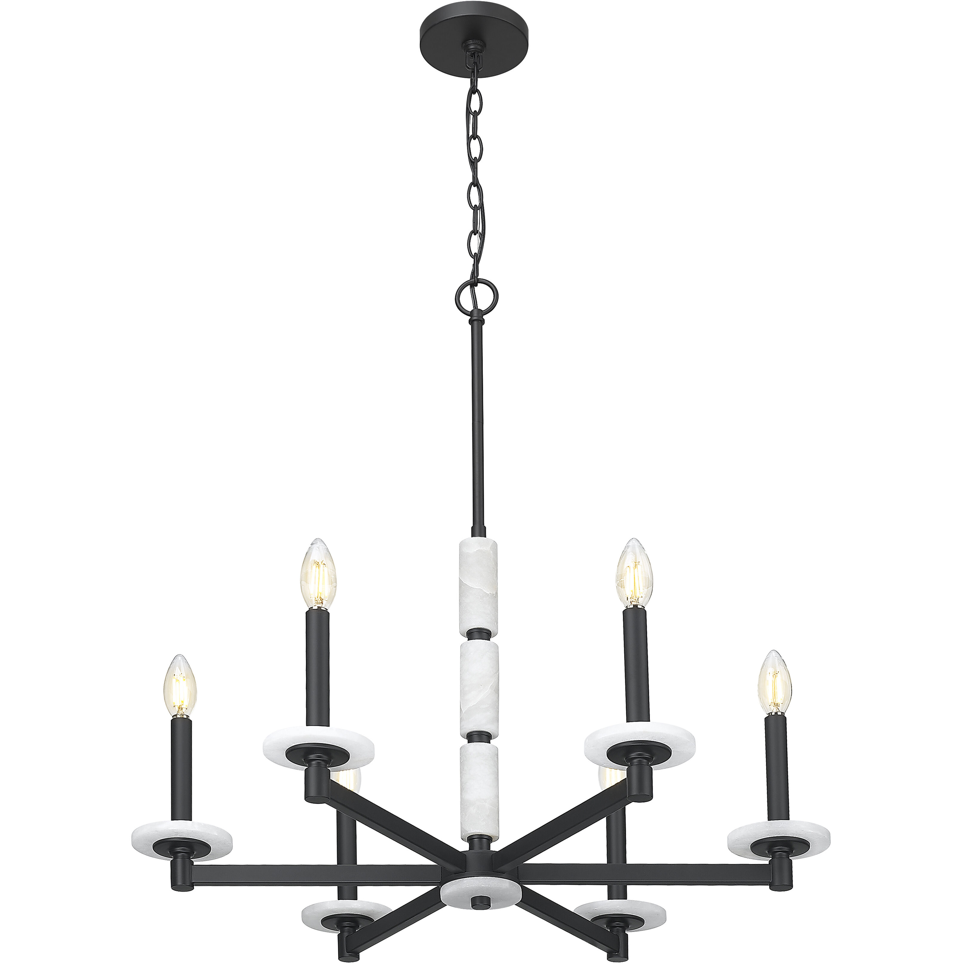 Kaden 6 Light 28 inch Matte Black Chandelier Ceiling Light
