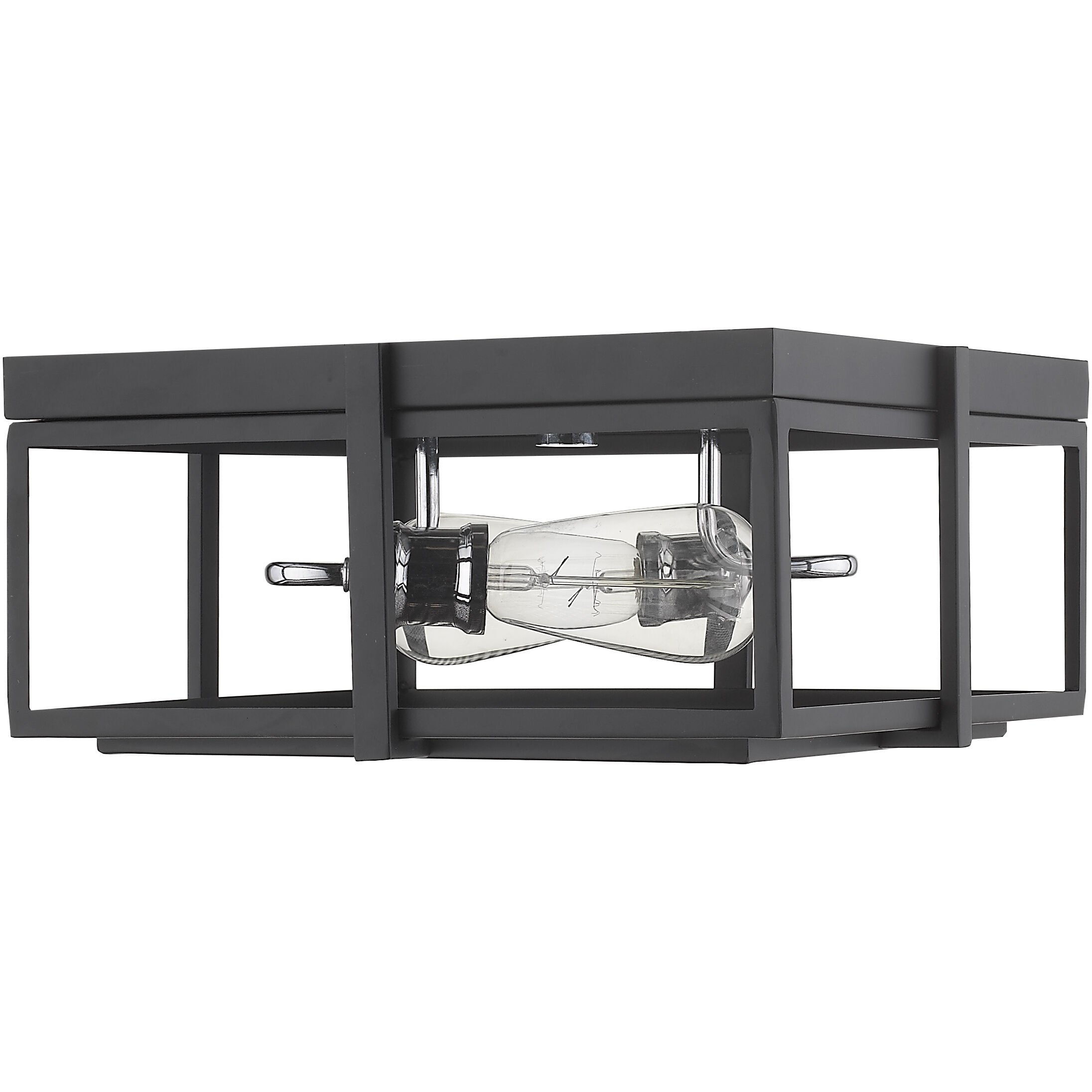 Halcyon 2 Light 13.75 inch Matte Black and Chrome Flush Mount Ceiling Light