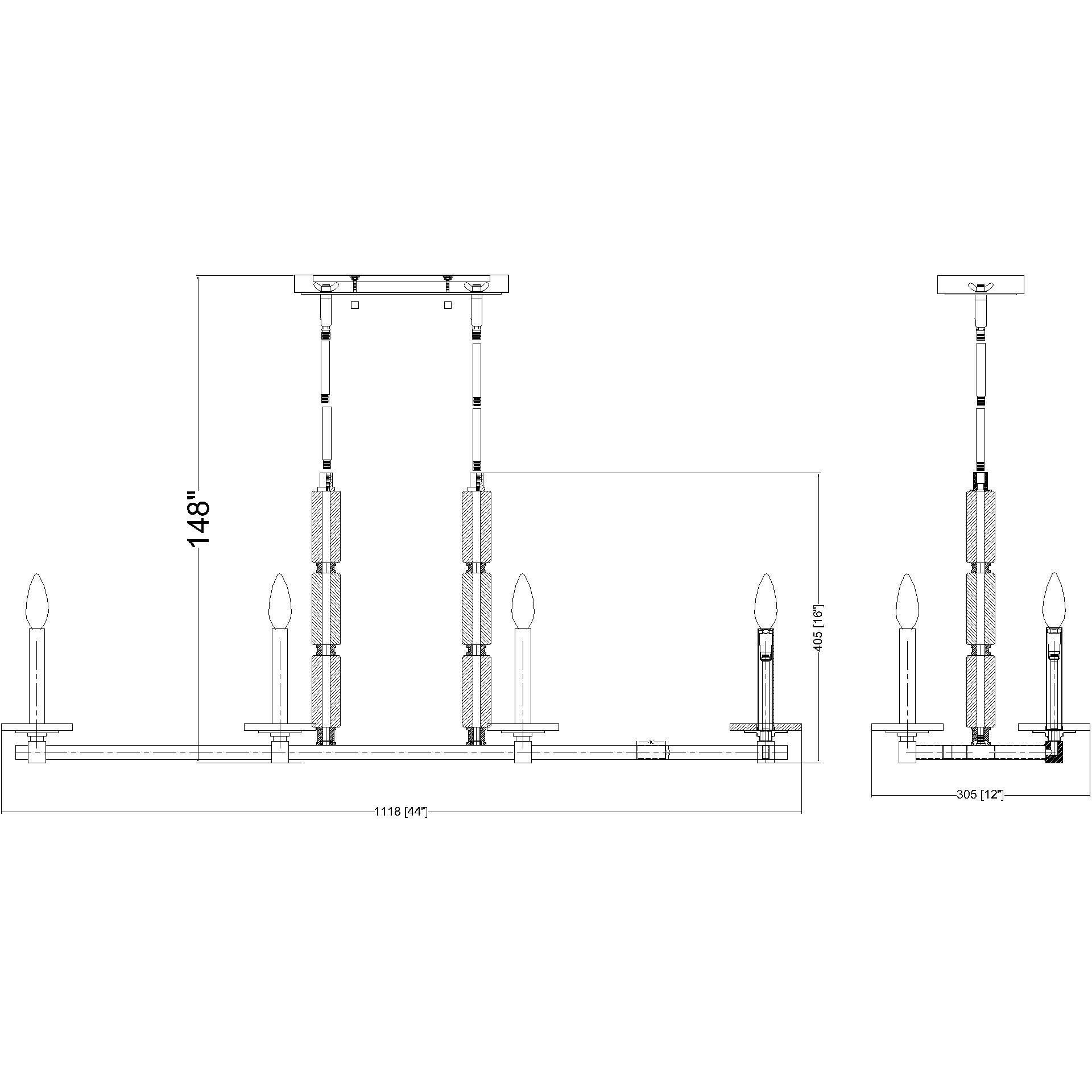 Kaden Linear Chandelier Ceiling Light in Modern Gold