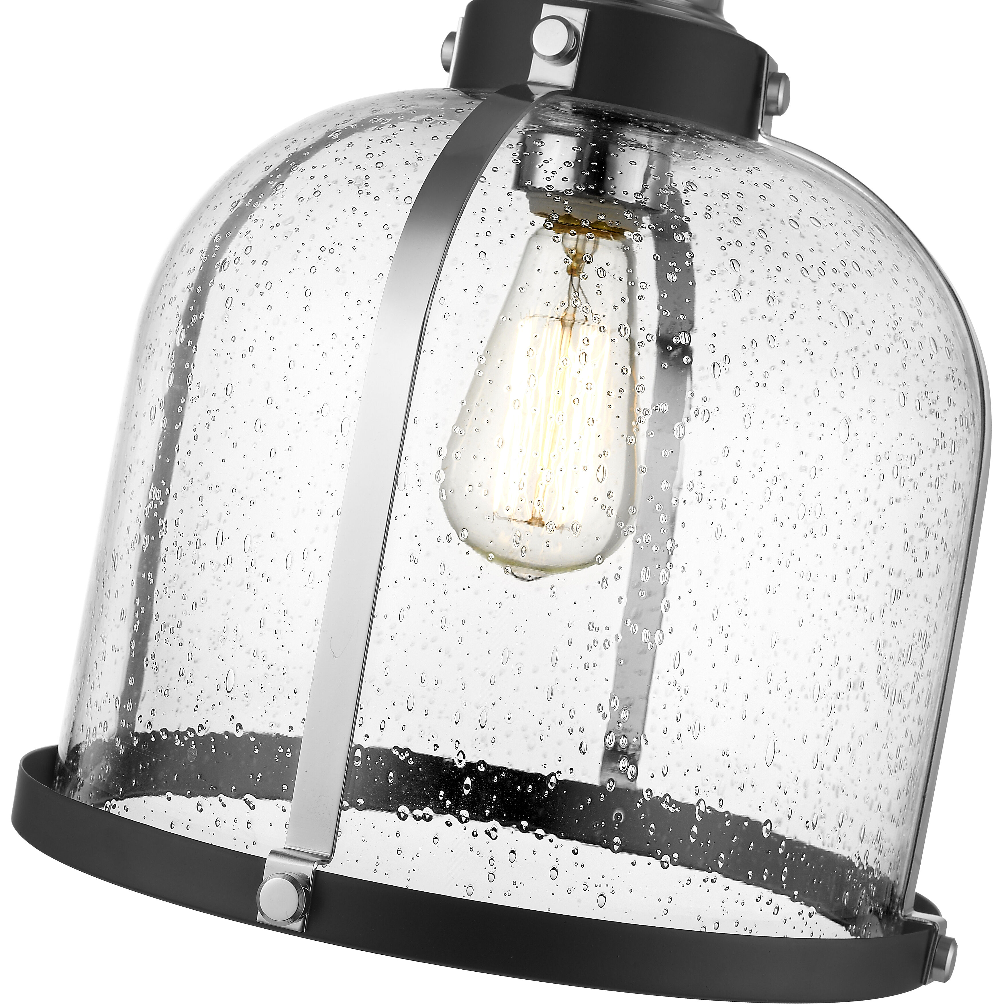 Burren 1 Light 12.25 inch Matte Black and Chrome Pendant Ceiling Light