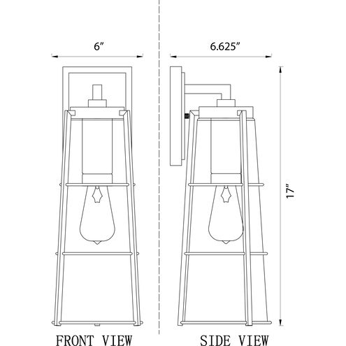 Helix 1 Light 17 inch Black Outdoor Wall Light