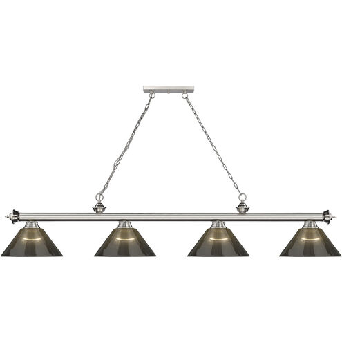Cordon 4 Light 81.25 inch Brushed Nickel Billiard Ceiling Light in Smoke Acrylic