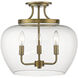 Joliet 3 Light 15.75 inch Olde Brass Semi Flush Mount Ceiling Light