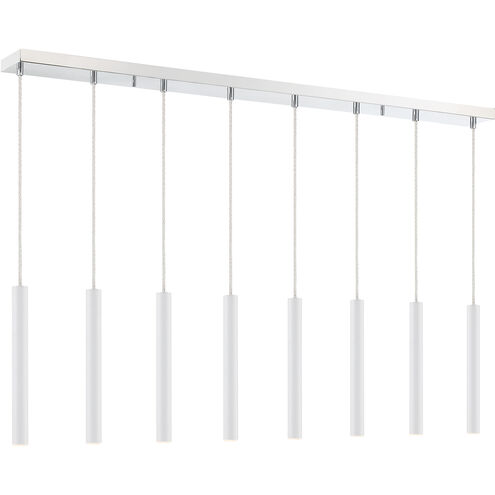 Forest LED 44.25 inch Chrome Linear Chandelier Ceiling Light in 8, 22, Matte White Steel