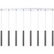 Forest LED 44.25 inch Chrome Linear Chandelier Ceiling Light in 8, Pearl Black Steel, 22