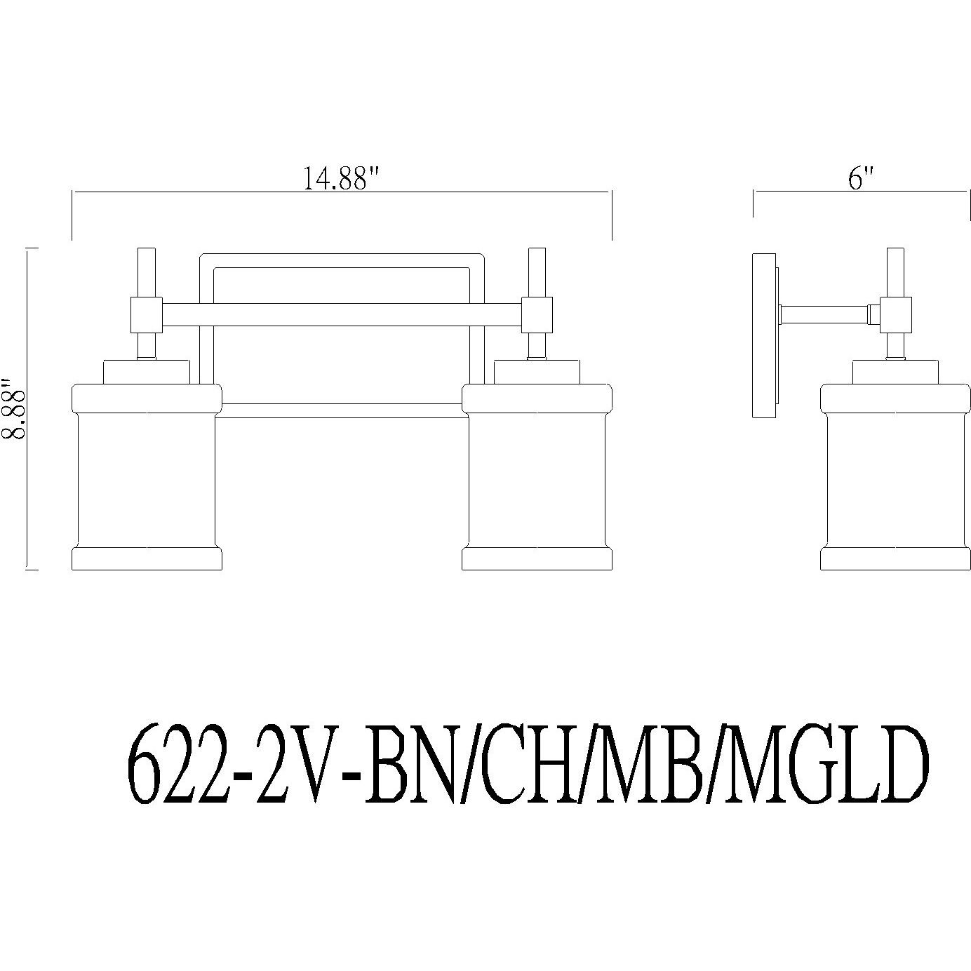 Cadoc 2 Light 15 inch Modern Gold Bath Vanity Light Wall Light