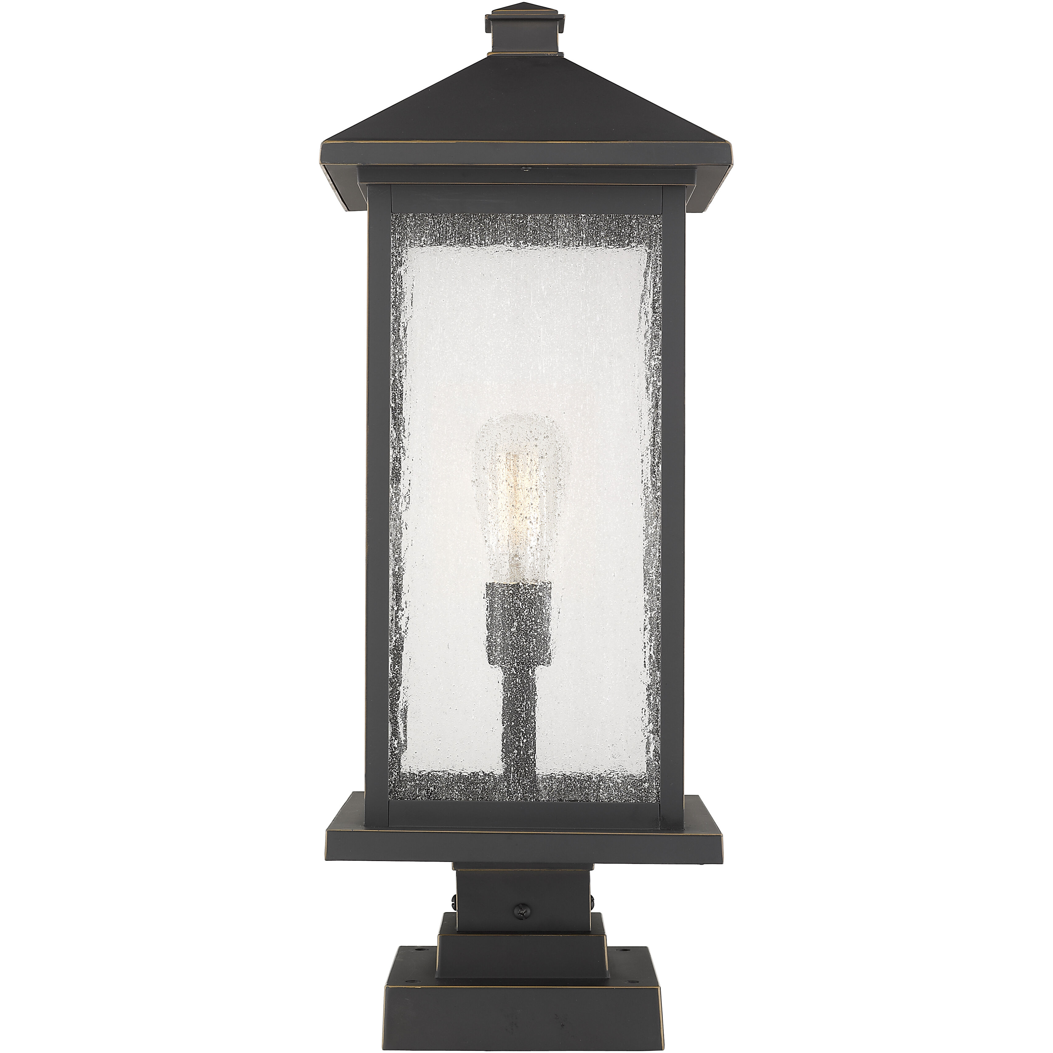 Portland 1 Light 25 inch Oil Rubbed Bronze Outdoor Pier Mounted Fixture in Clear Beveled Glass, 12.5