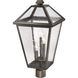 Talbot 3 Light 24 inch Oil Rubbed Bronze Outdoor Post Mount Fixture in Seedy Glass