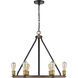 Kirkland 6 Light 25 inch Rustic Mahogany Chandelier Ceiling Light