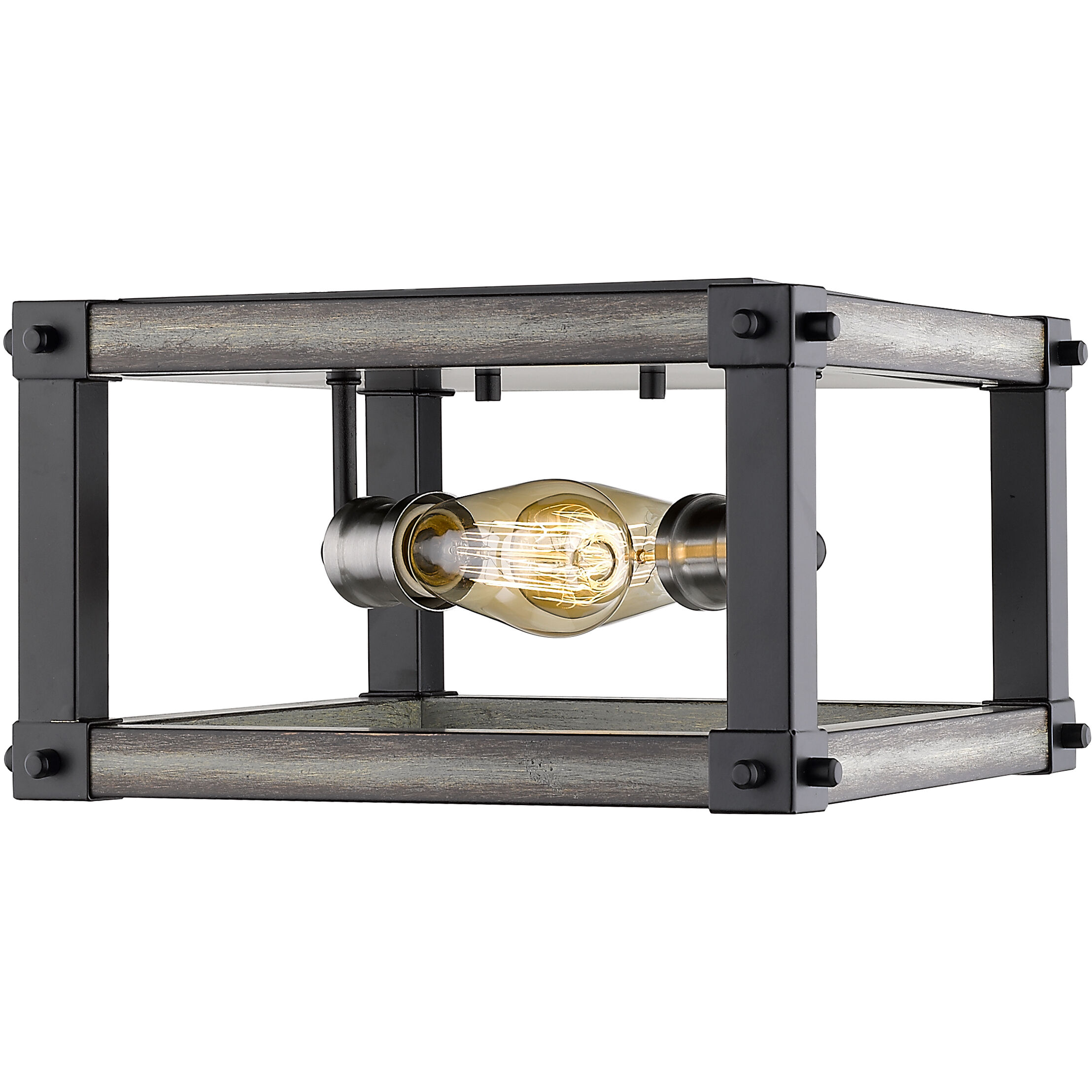 Kirkland 2 Light 12 inch Ashen Barnboard Flush Mount Ceiling Light