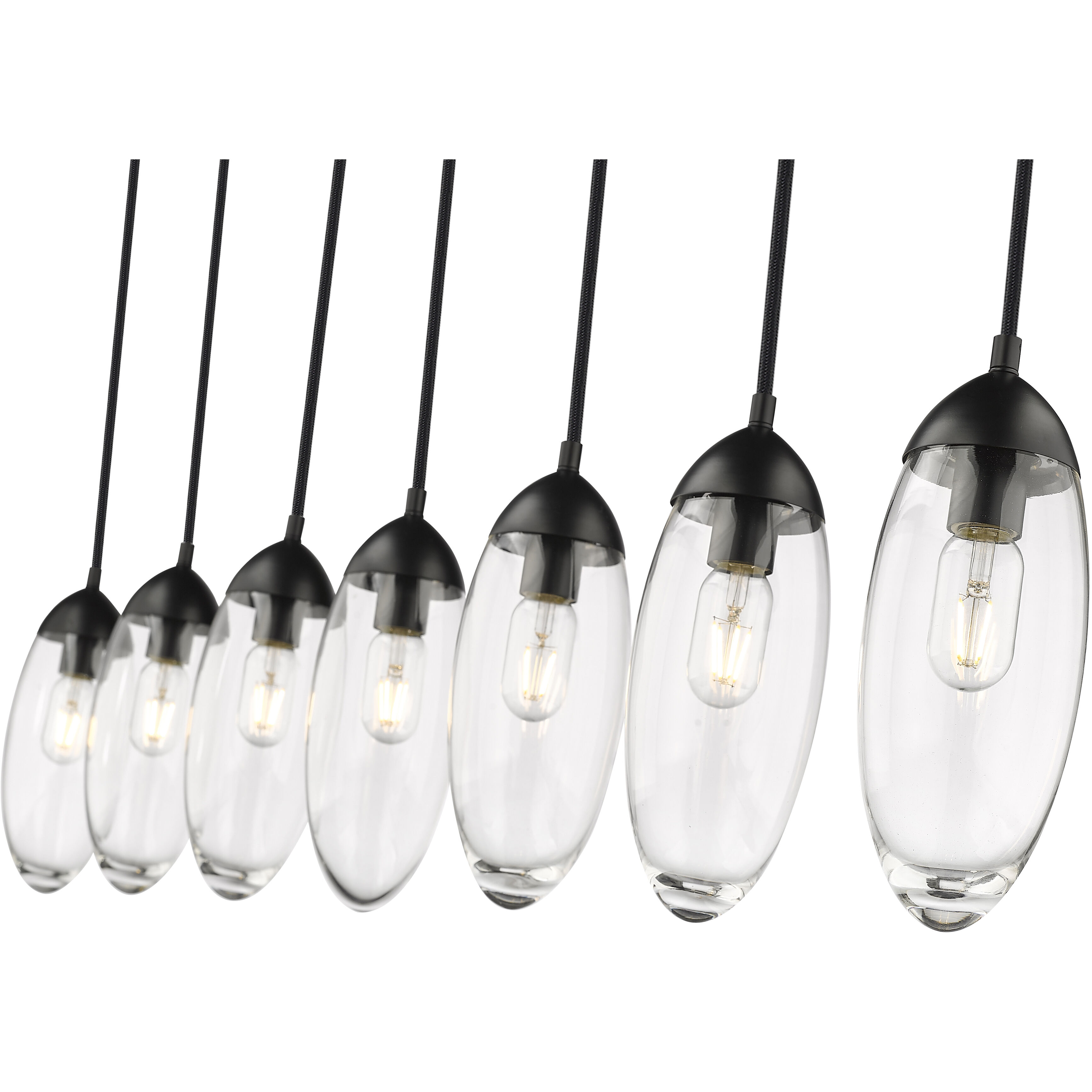 Arden 7 Light 54 inch Matte Black Linear Chandelier Ceiling Light