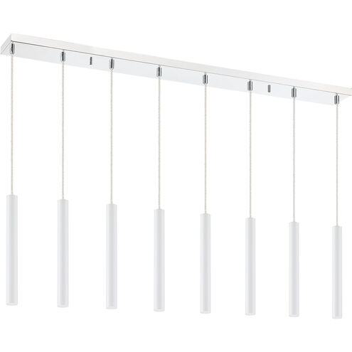 Forest LED 44.25 inch Chrome Linear Chandelier Ceiling Light in 8, 22, Matte White Steel