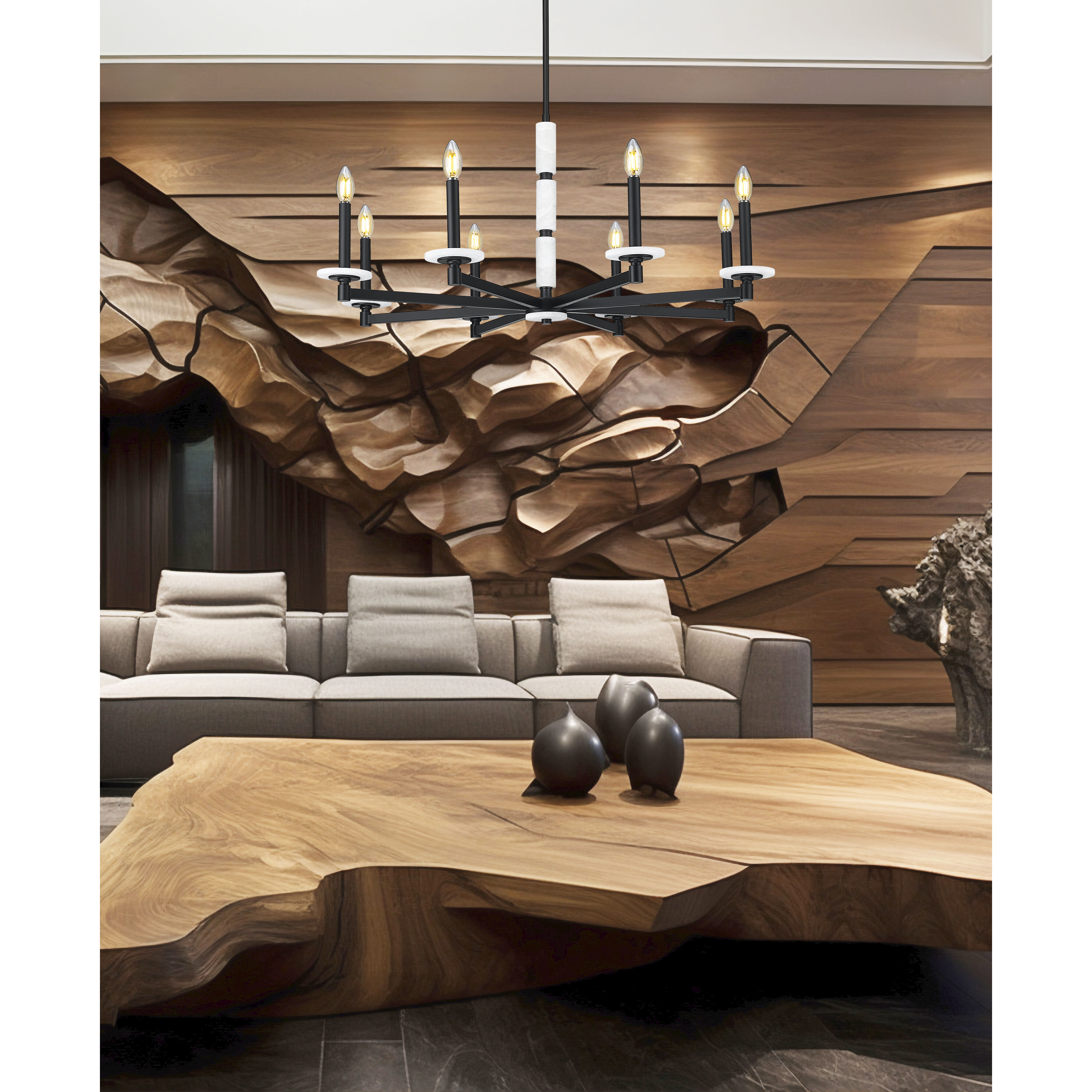 Kaden 8 Light 36.5 inch Matte Black Chandelier Ceiling Light