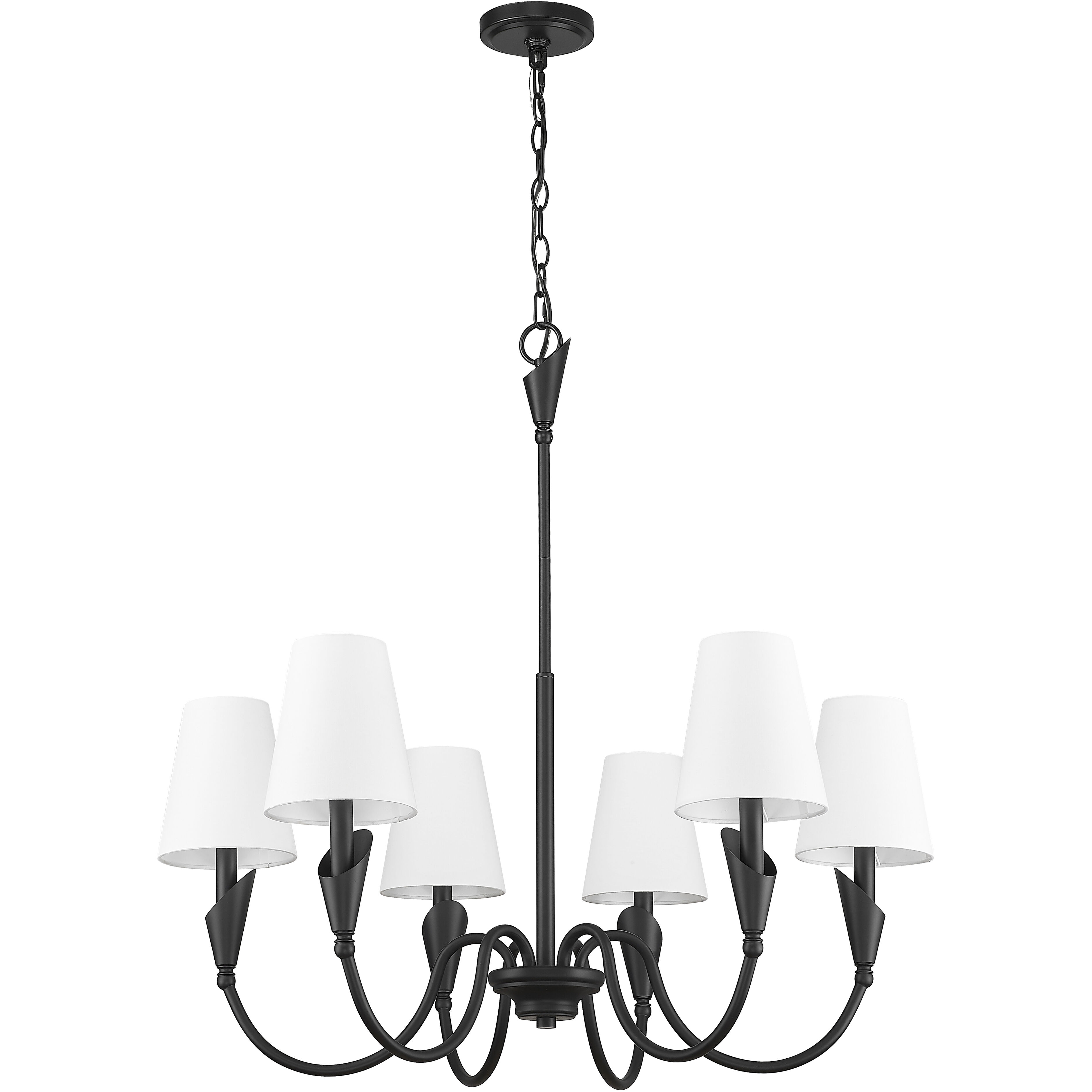 Claudelle 6 Light 32 inch Matte Black Chandelier Ceiling Light