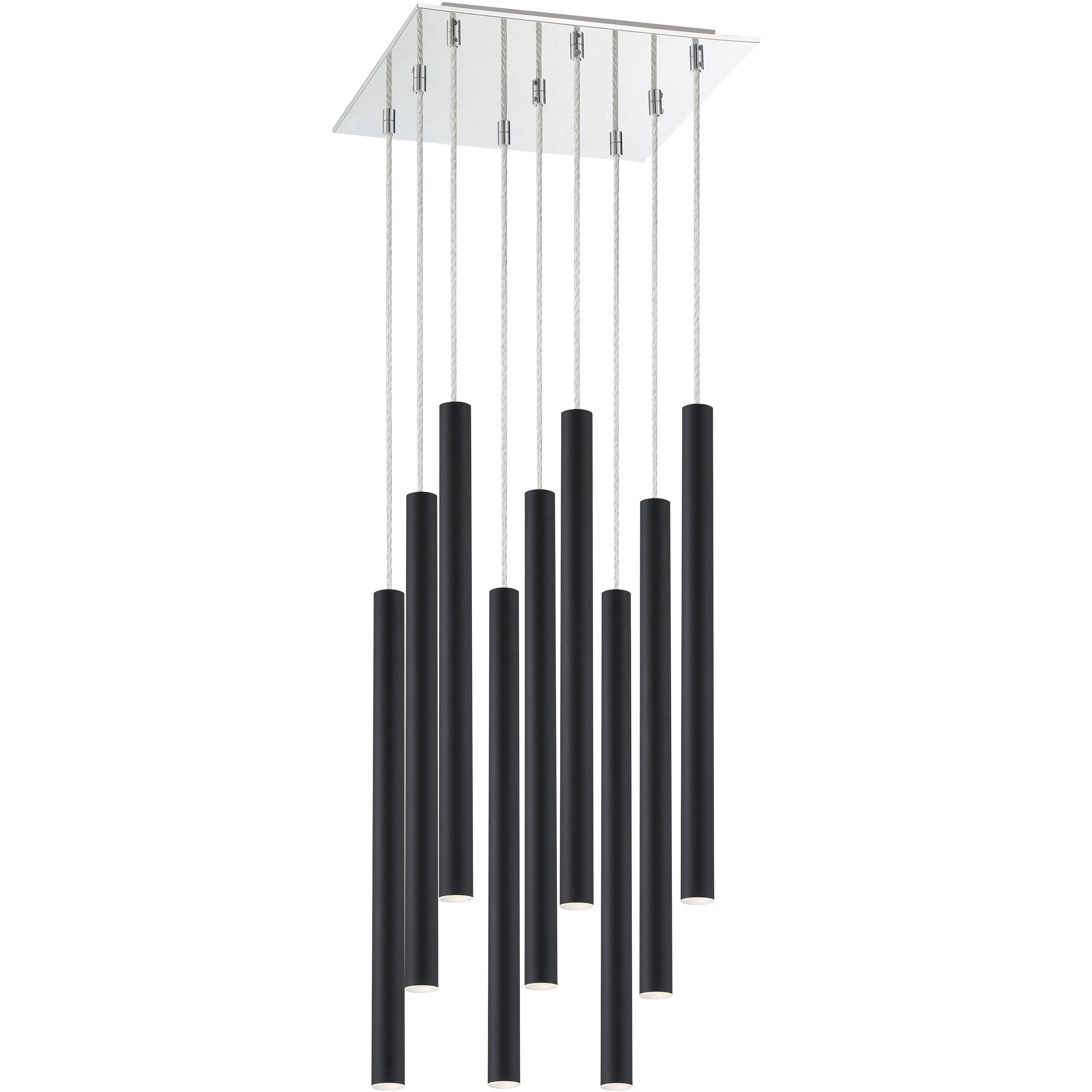 Forest LED 14 inch Chrome Chandelier Ceiling Light in Matte Black Steel