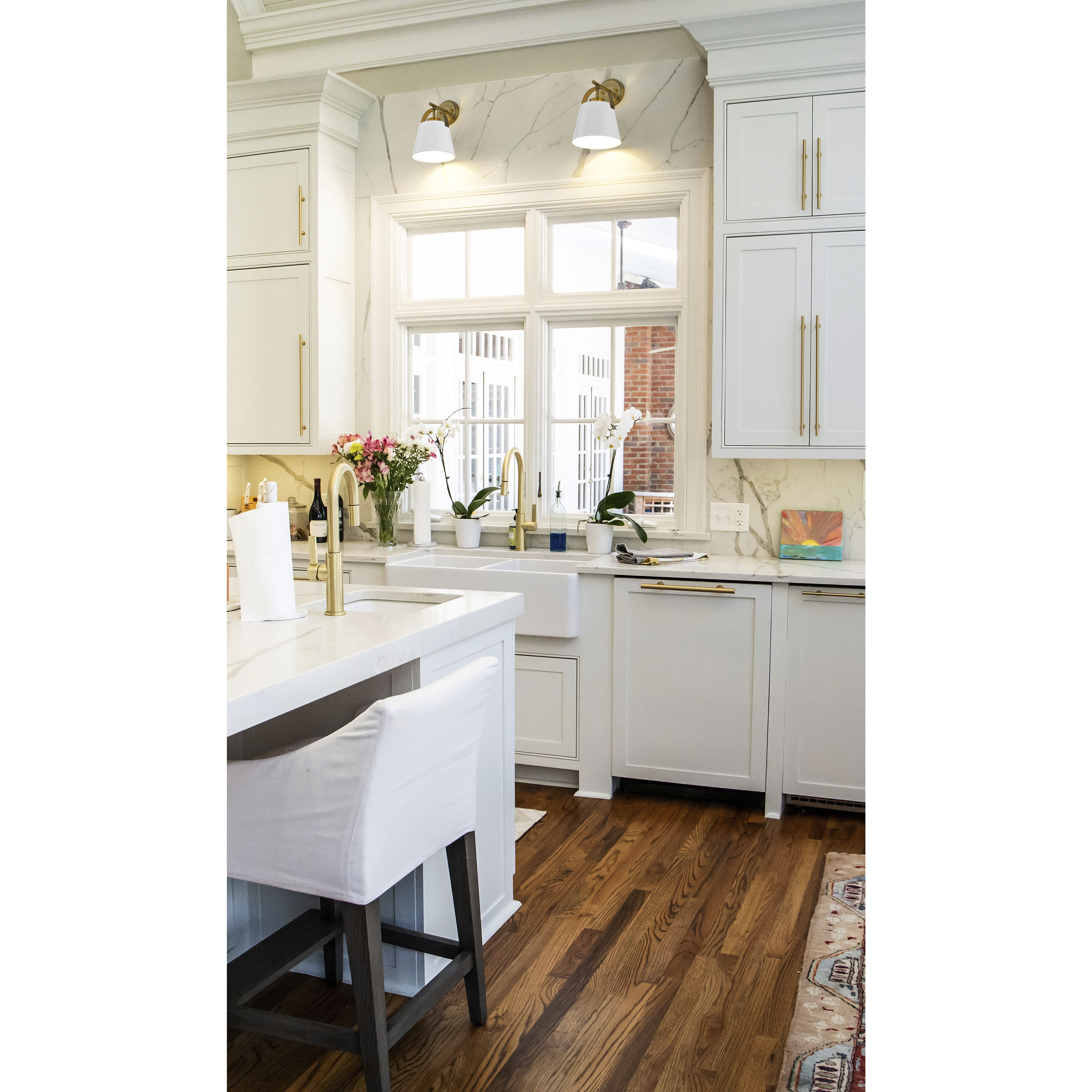 Z-Studio 1 Light 8 inch Matte White and Heritage Brass Wall Sconce Wall Light