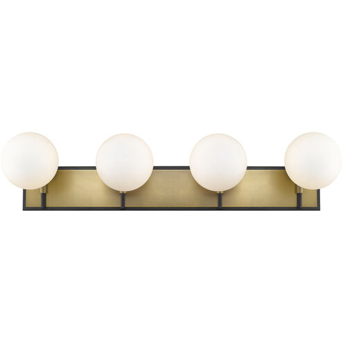 Parsons 4 Light 33.25 inch Matte Black and Olde Brass Vanity Wall Light