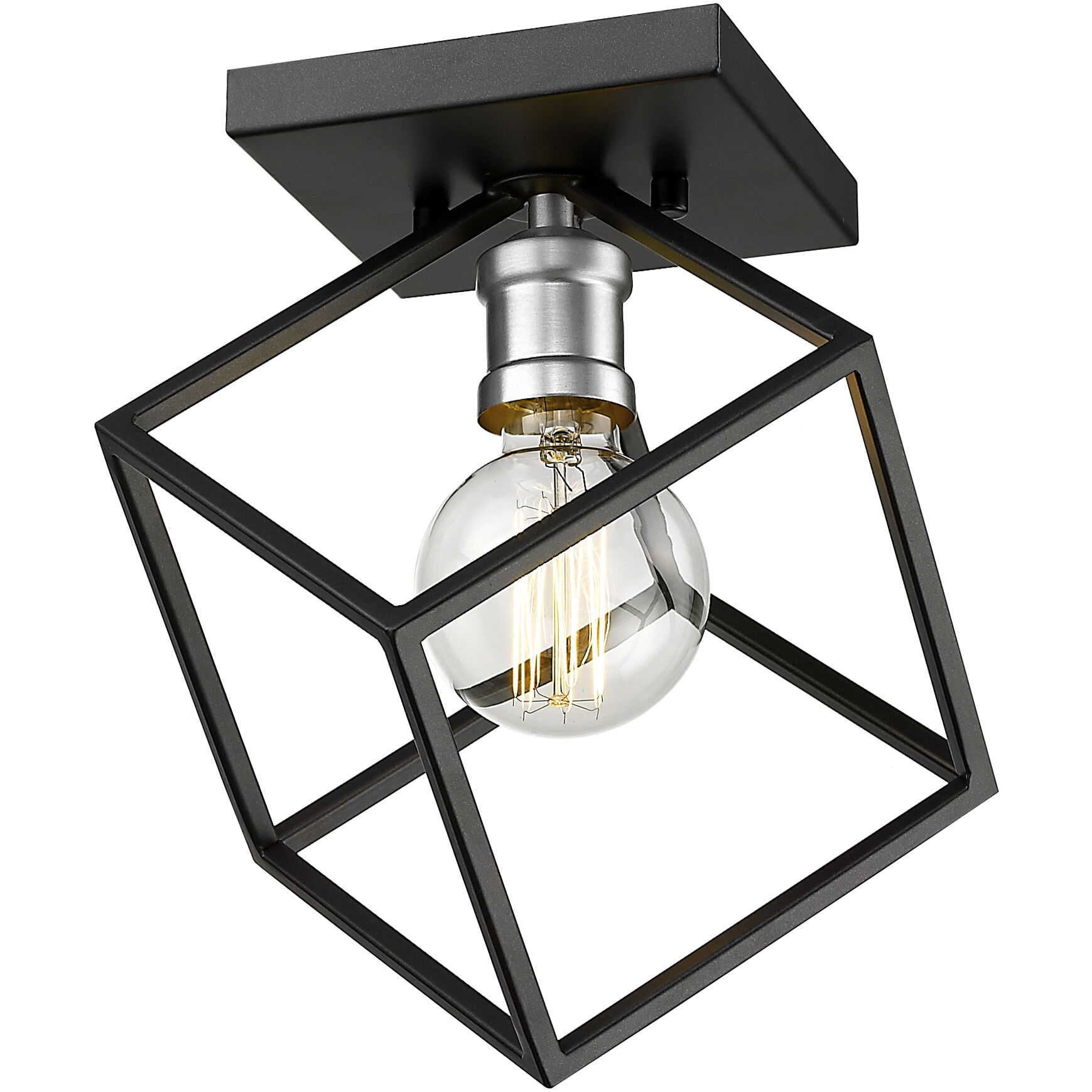 Vertical 1 Light 10 inch Matte Black and Brushed Nickel Flush Mount Ceiling Light