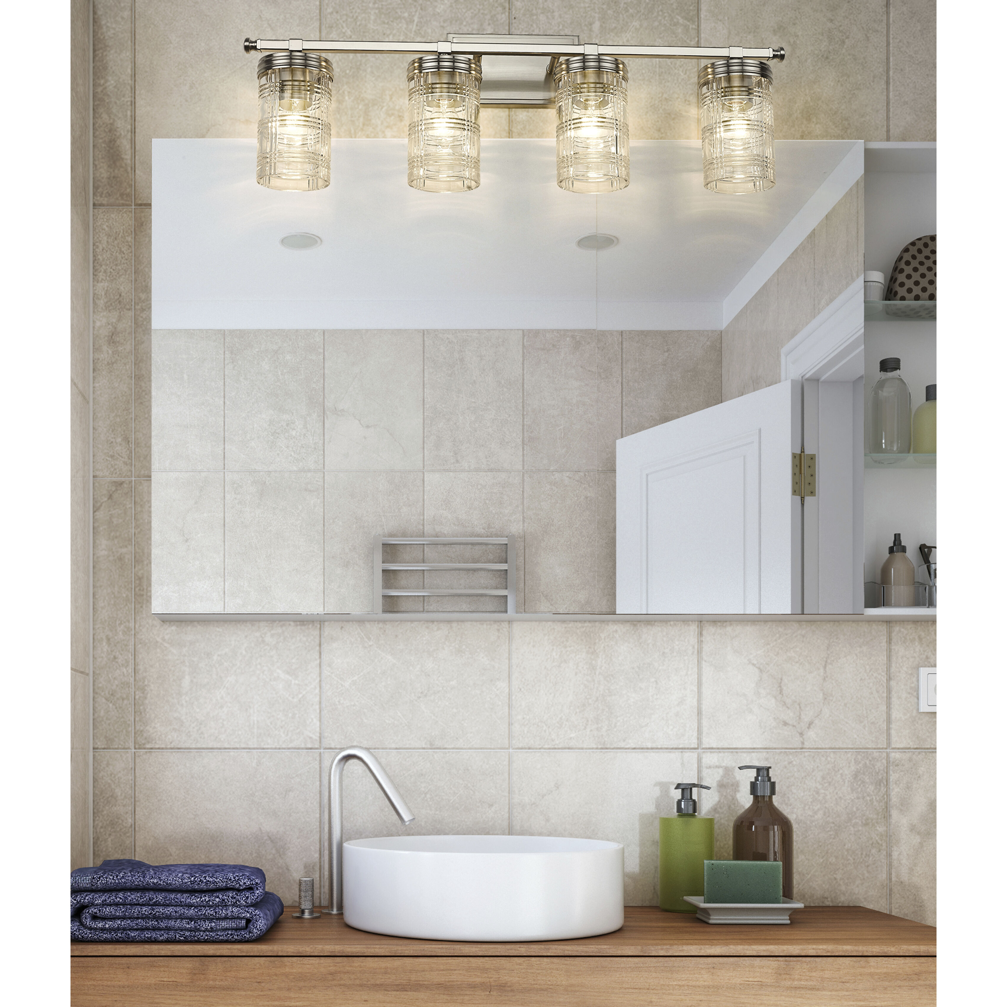 Archer 4 Light 32.75 inch Brushed Nickel Vanity Wall Light