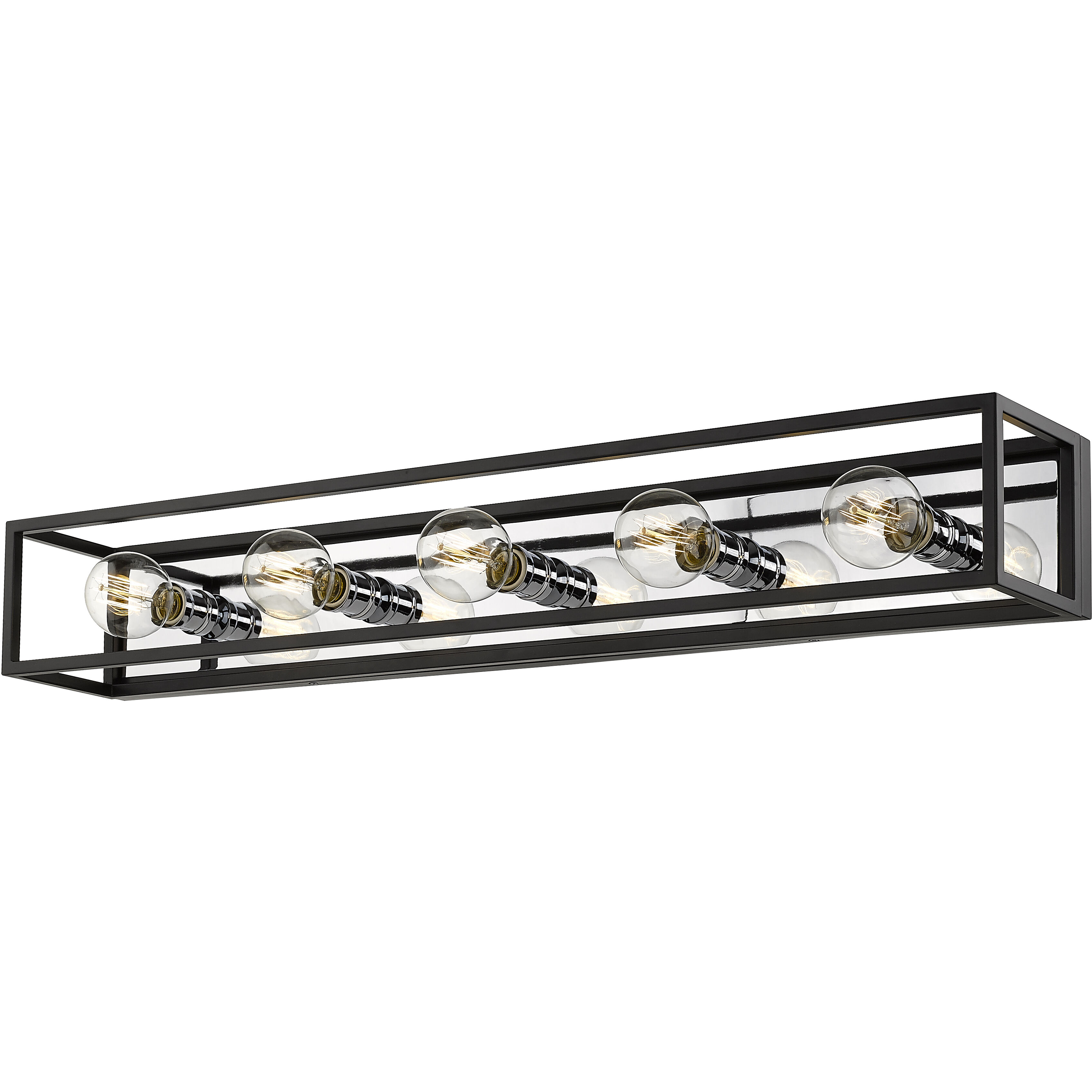 Kube 5 Light 39.5 inch Matte Black and Chrome Vanity Wall Light